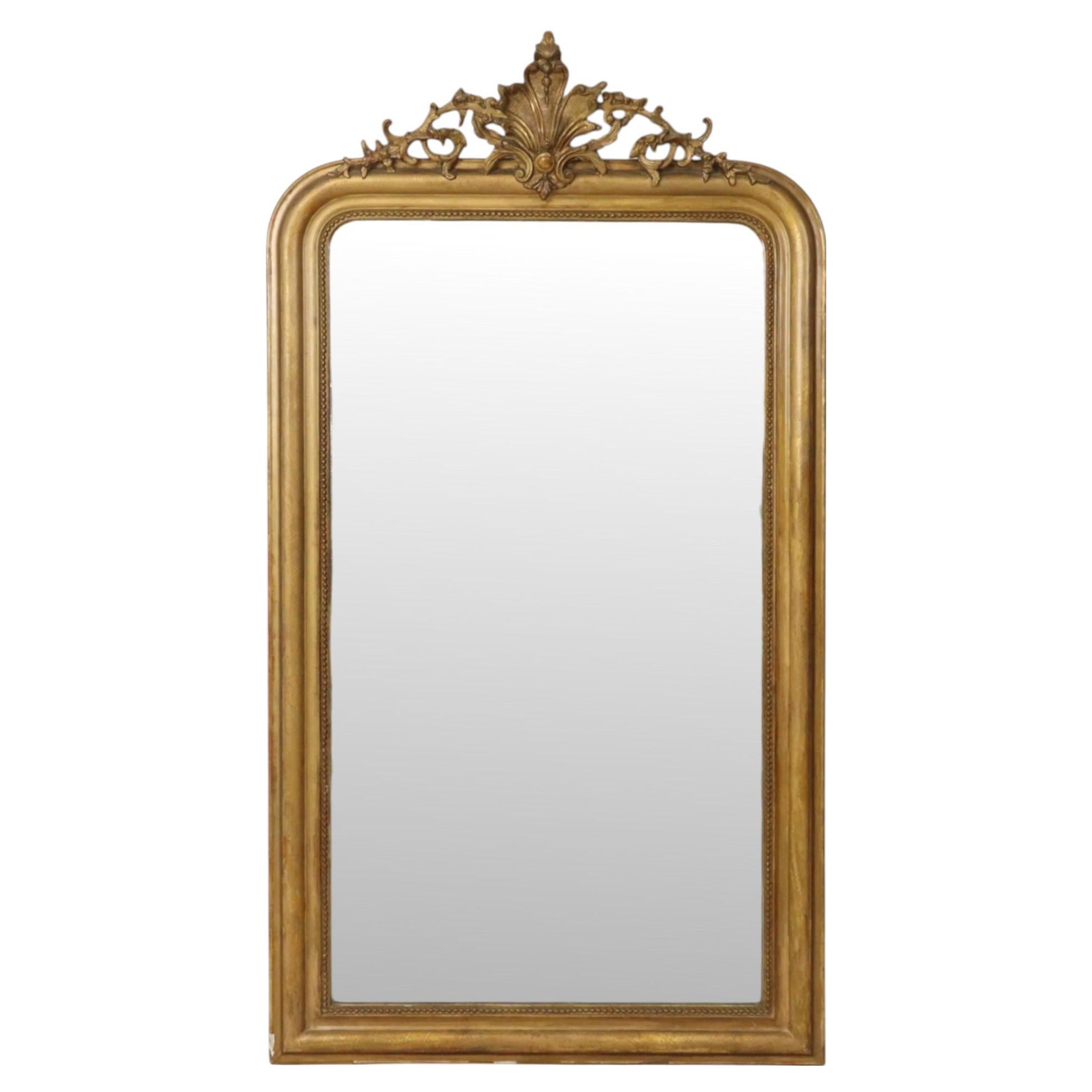 Antique French Golden Louis Philippe Mirror, Late 19th Century