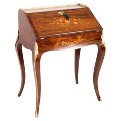 Antique French Gonçalo Alves Marquetry Bureau De Dame 19th C