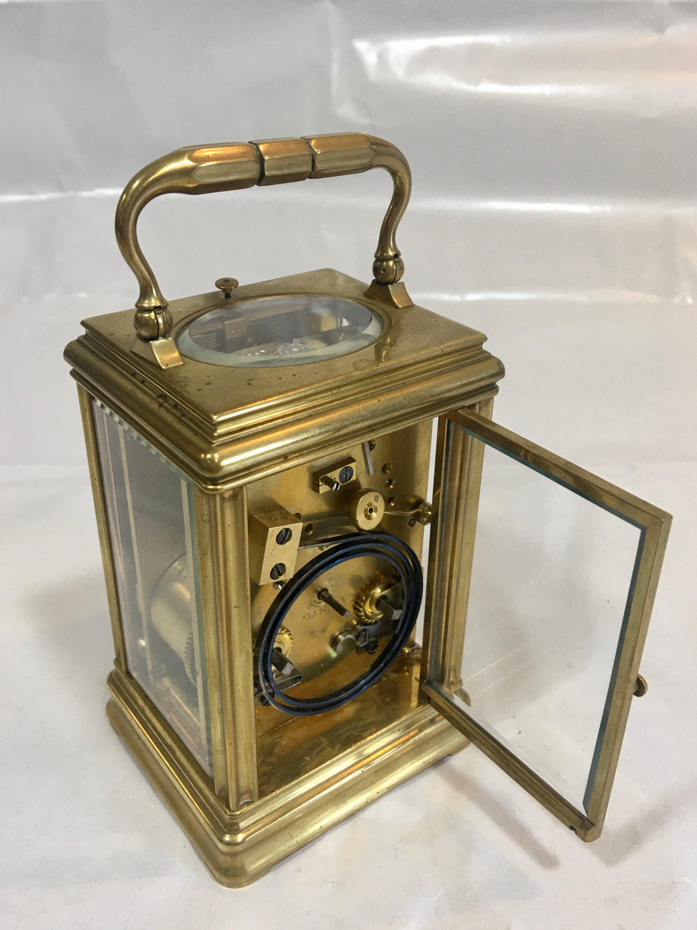 Antique French Gorge Case Repeating Carriage / Travel Clock For Sale 5