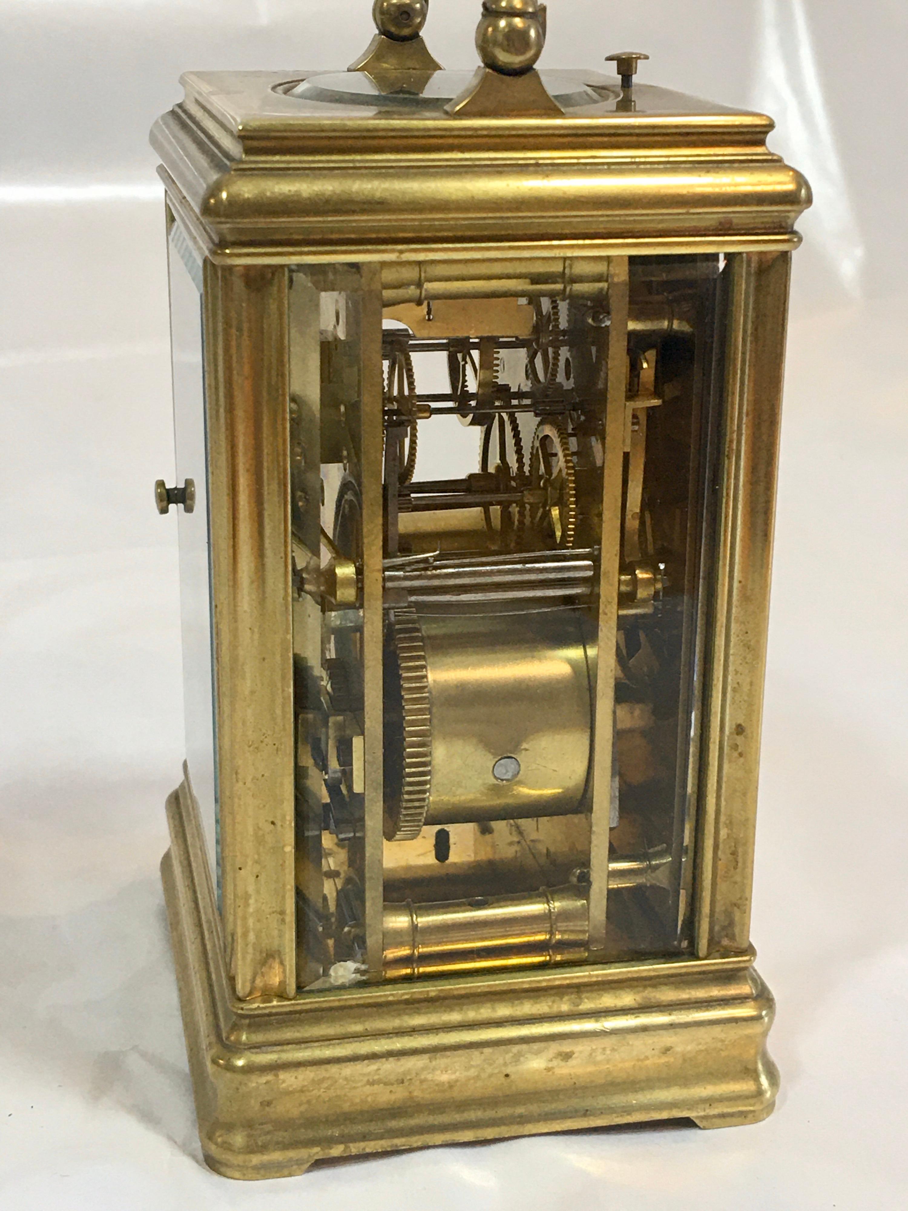 Antique French Gorge Case Repeating Carriage / Travel Clock In Good Condition For Sale In London, Nottinghill