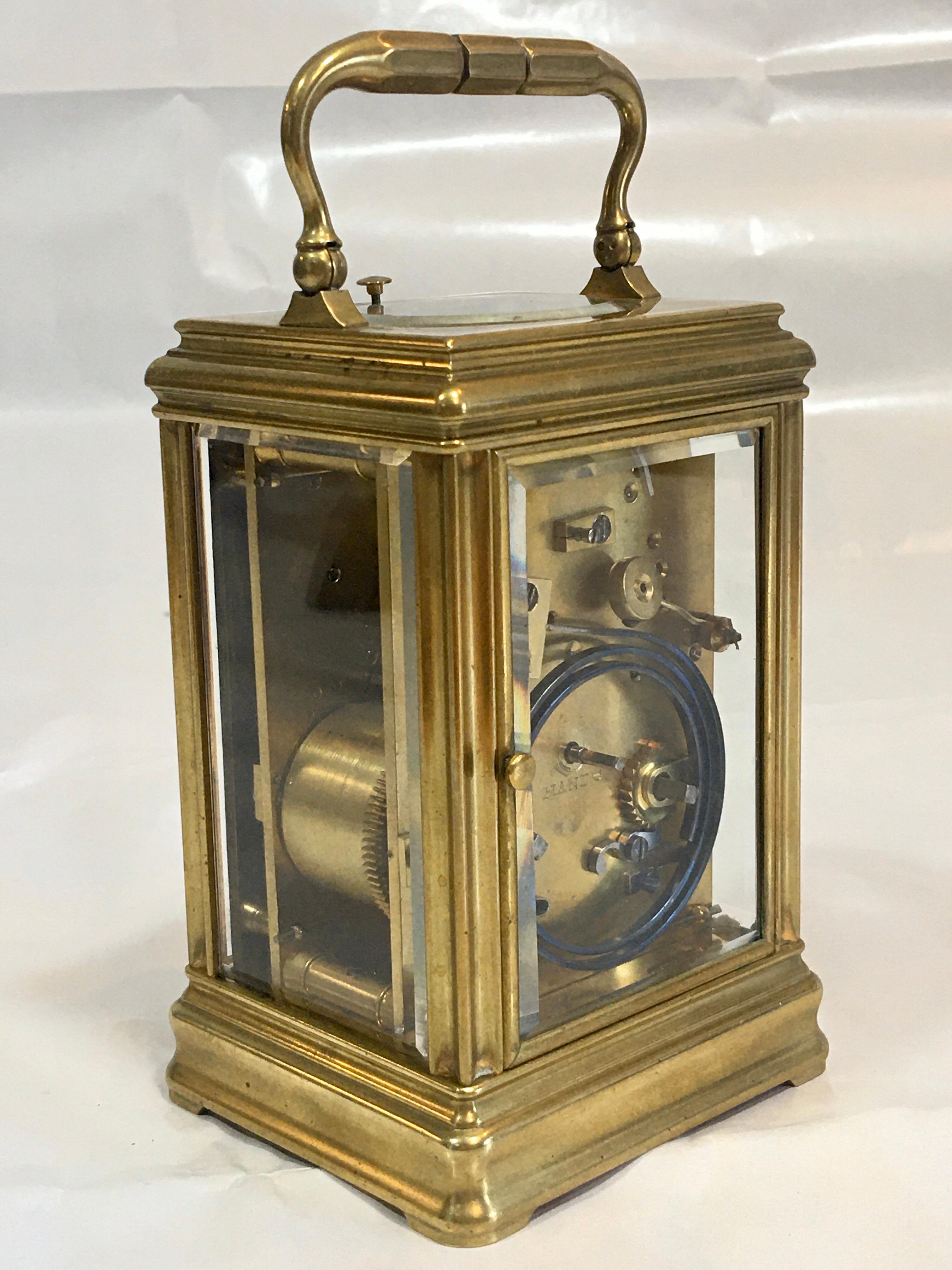 Metal Antique French Gorge Case Repeating Carriage / Travel Clock For Sale