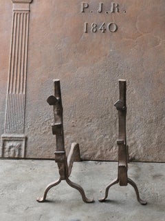 Antique French Gothic Andirons, 17th Century