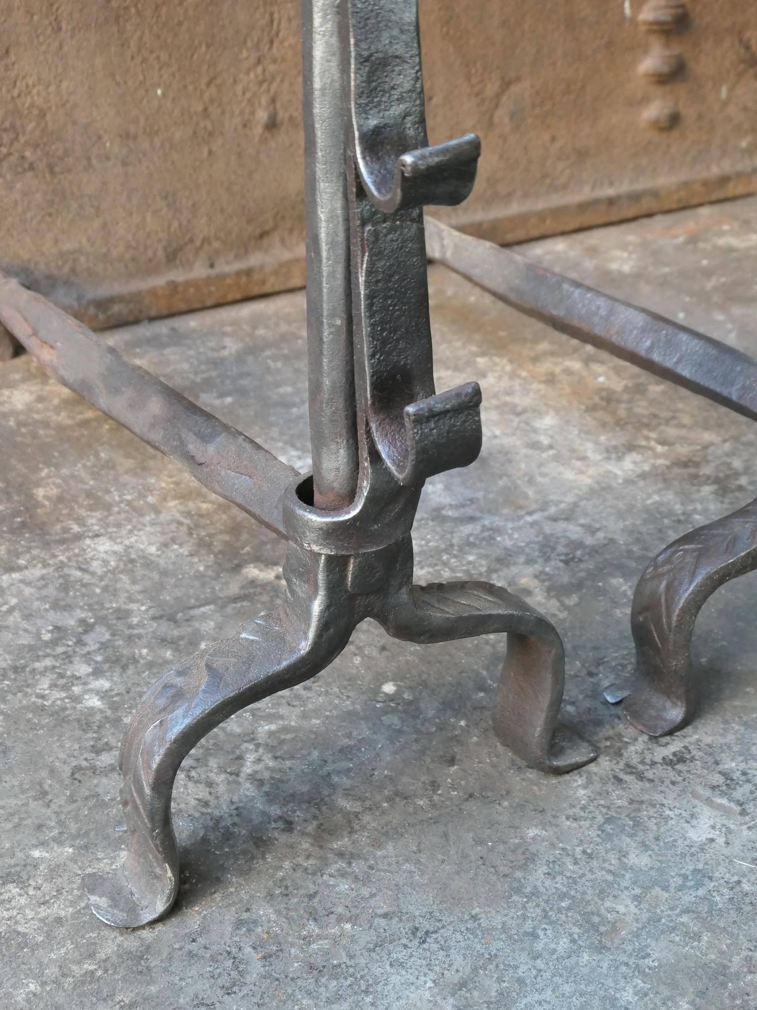 Antique French Gothic Andirons or Firedogs, 17th Century For Sale 3