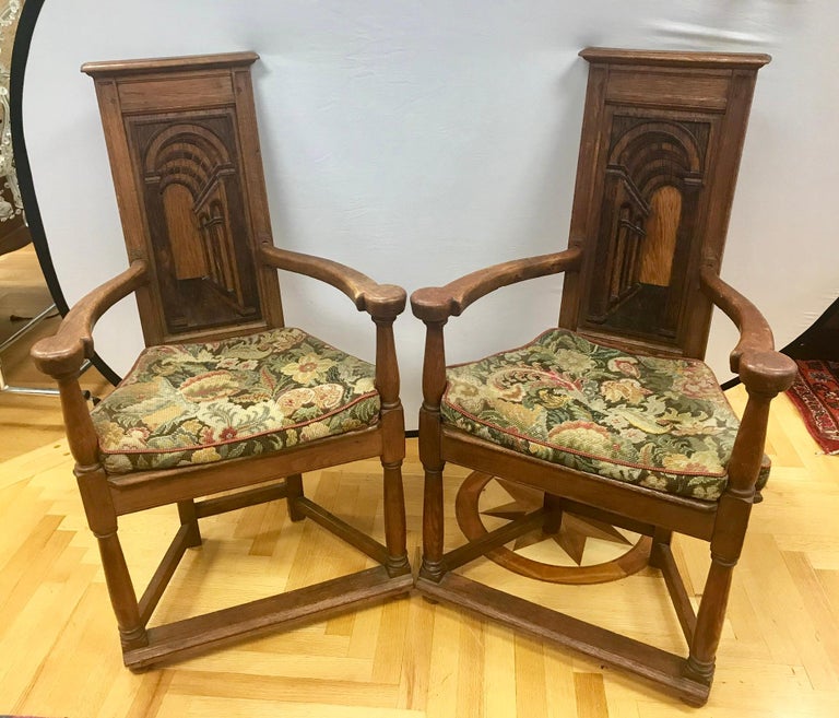 Antique French Gothic Armchairs Chairs with Original ...