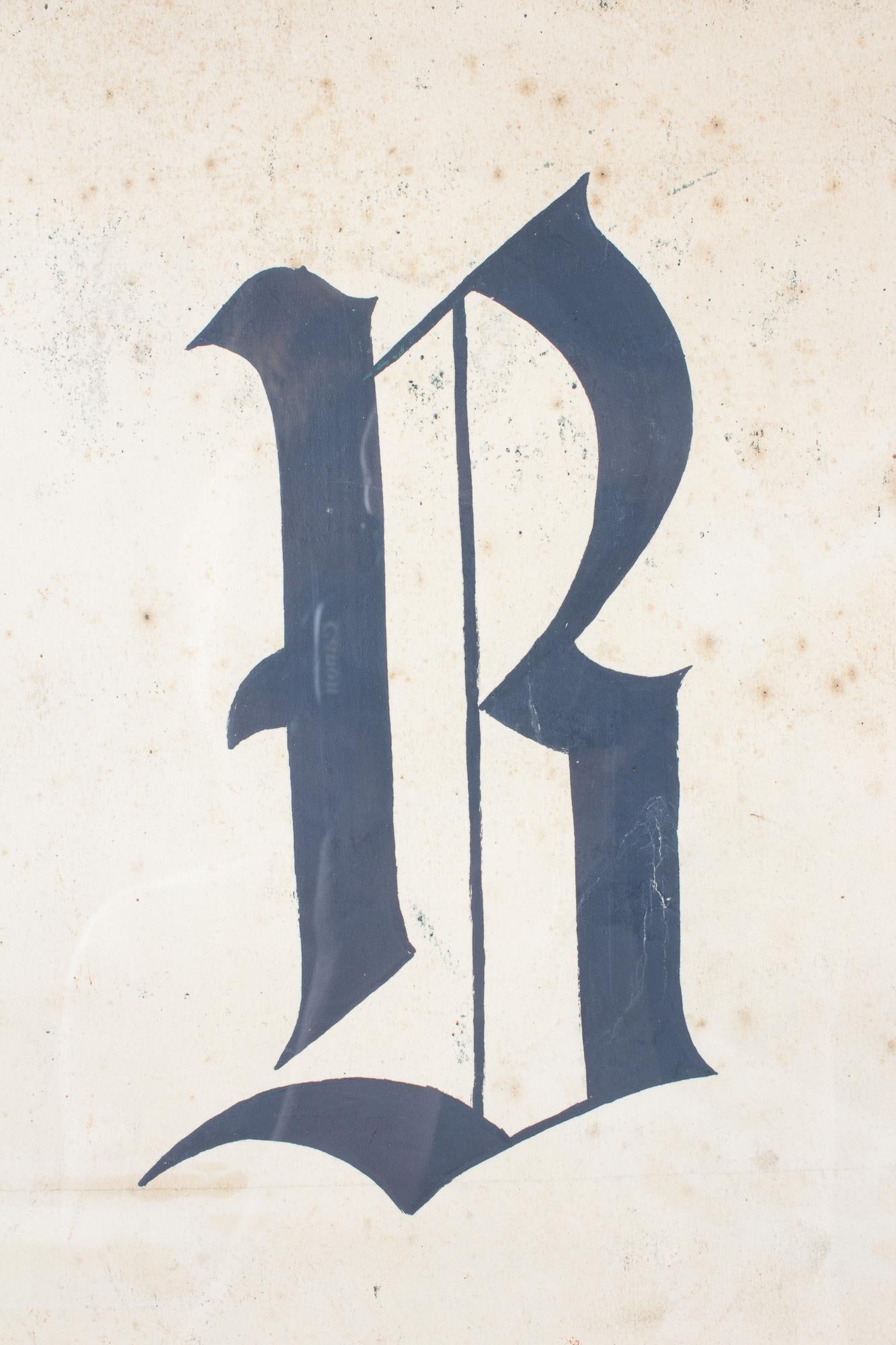 Antique French Gothic Calligraphy Original Art In Good Condition In Houston, TX
