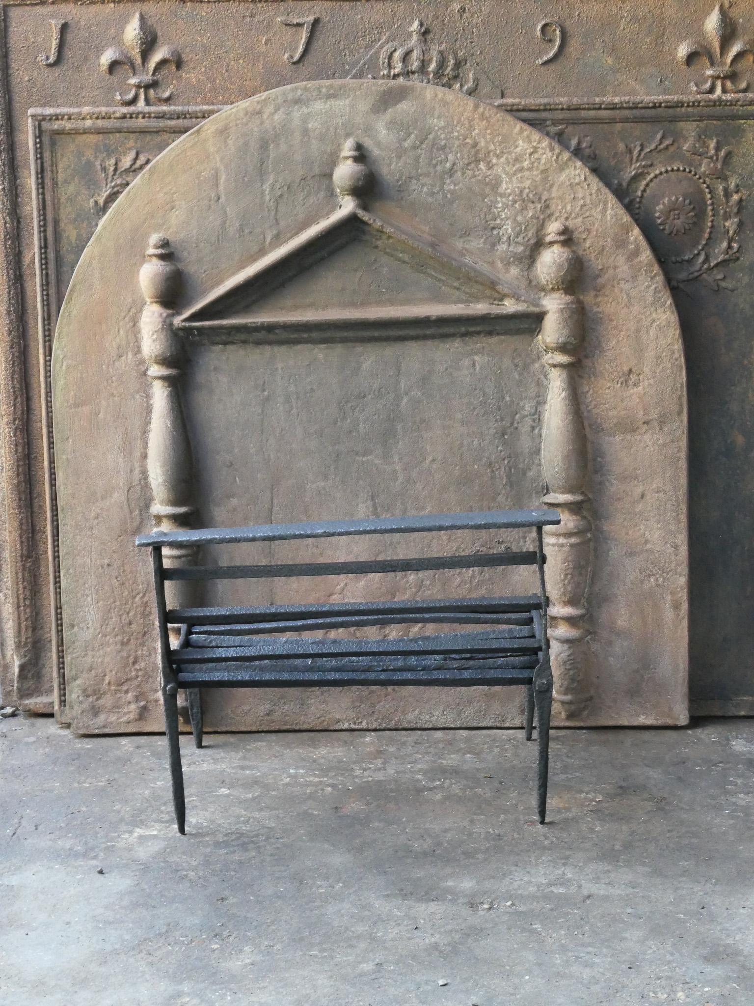 Forged Antique French Gothic Fireplace Grate or Fire Basket, 17th - 18th Century For Sale