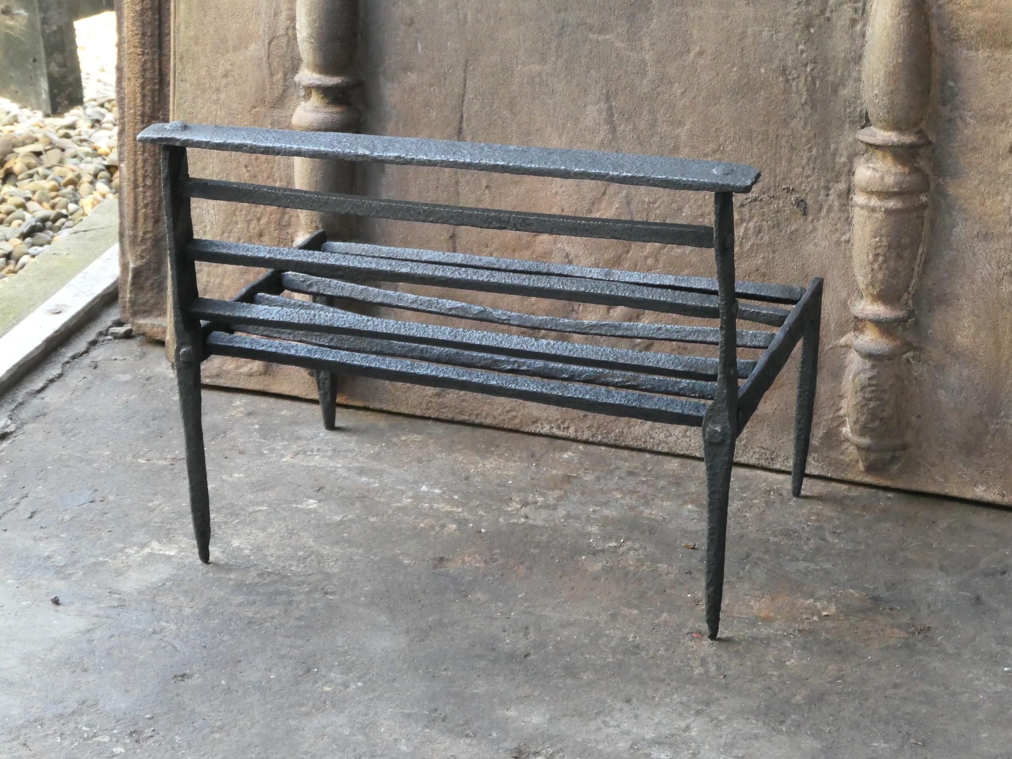 Wrought Iron Antique French Gothic Fireplace Grate or Fire Basket, 17th - 18th Century For Sale