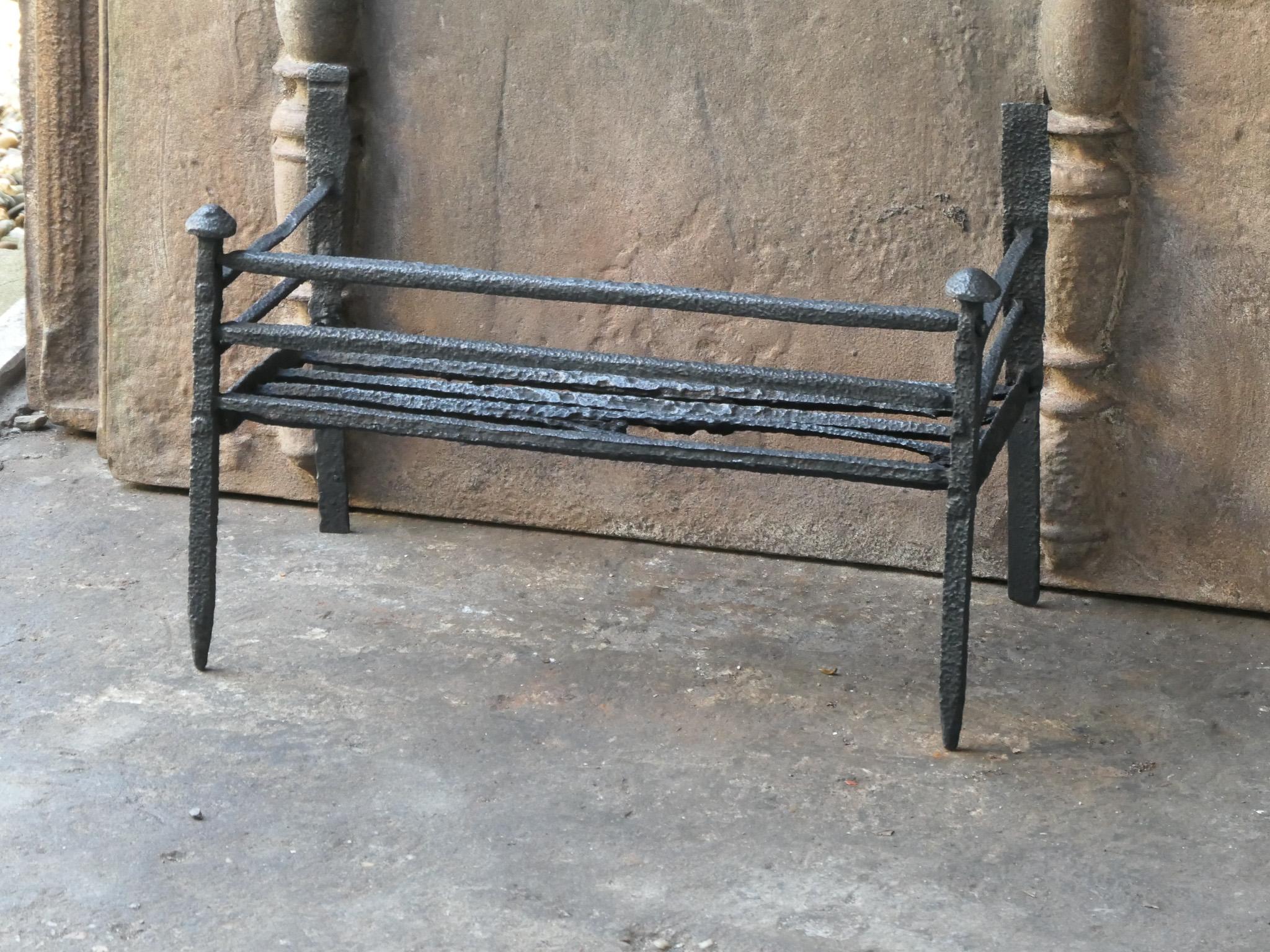 Wrought Iron Antique French Gothic Fireplace Grate or Fire Basket, 17th - 18th Century For Sale