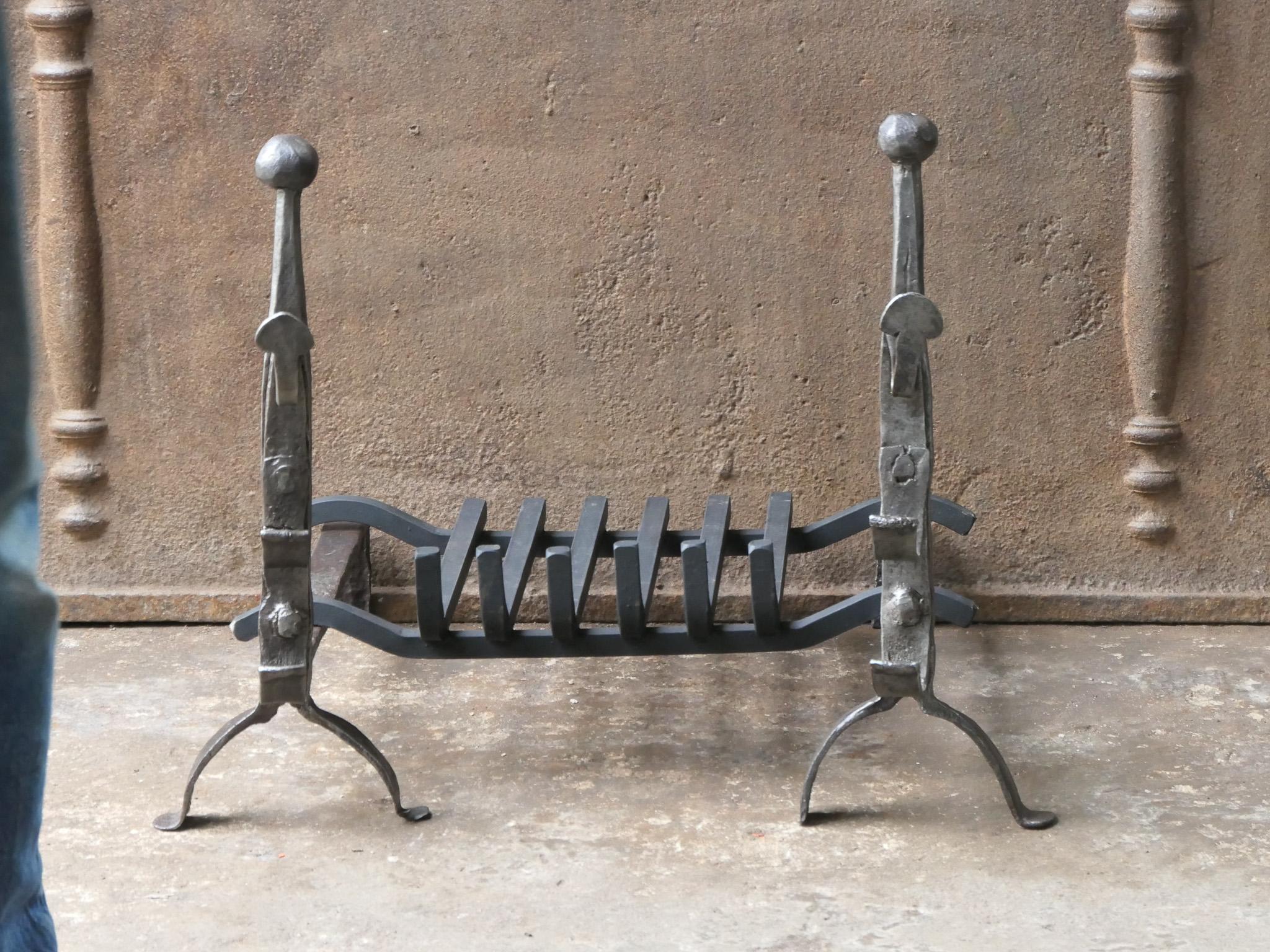18th Century and Earlier Antique French Gothic Fireplace Grate or Fire Basket, 17th Century For Sale