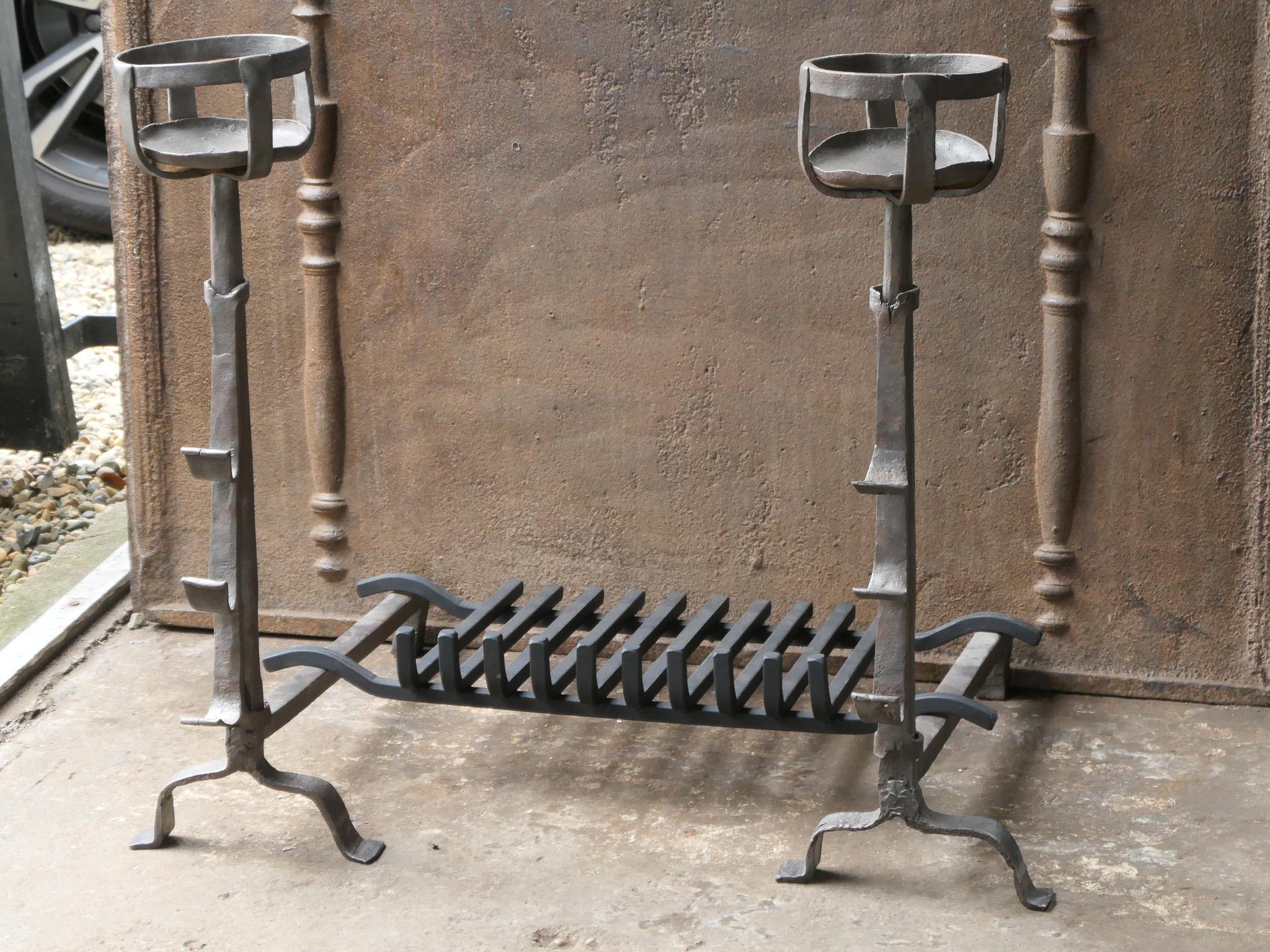 18th Century and Earlier Antique French Gothic Fireplace Grate or Fire Basket, 17th Century For Sale