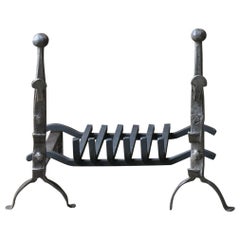 Antique French Gothic Fireplace Grate or Fire Basket, 17th Century