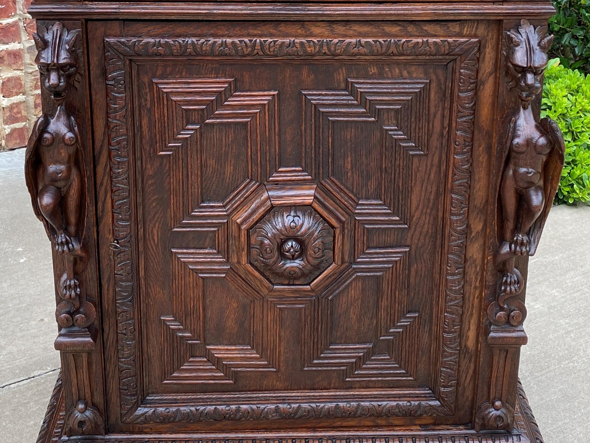 Antique French Gothic Jam Cabinet Cupboard Liquor Cabinet Bar Oak Confiture Key 3