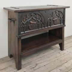 Antique French Gothic Low Buffet, Console, Sofa Table