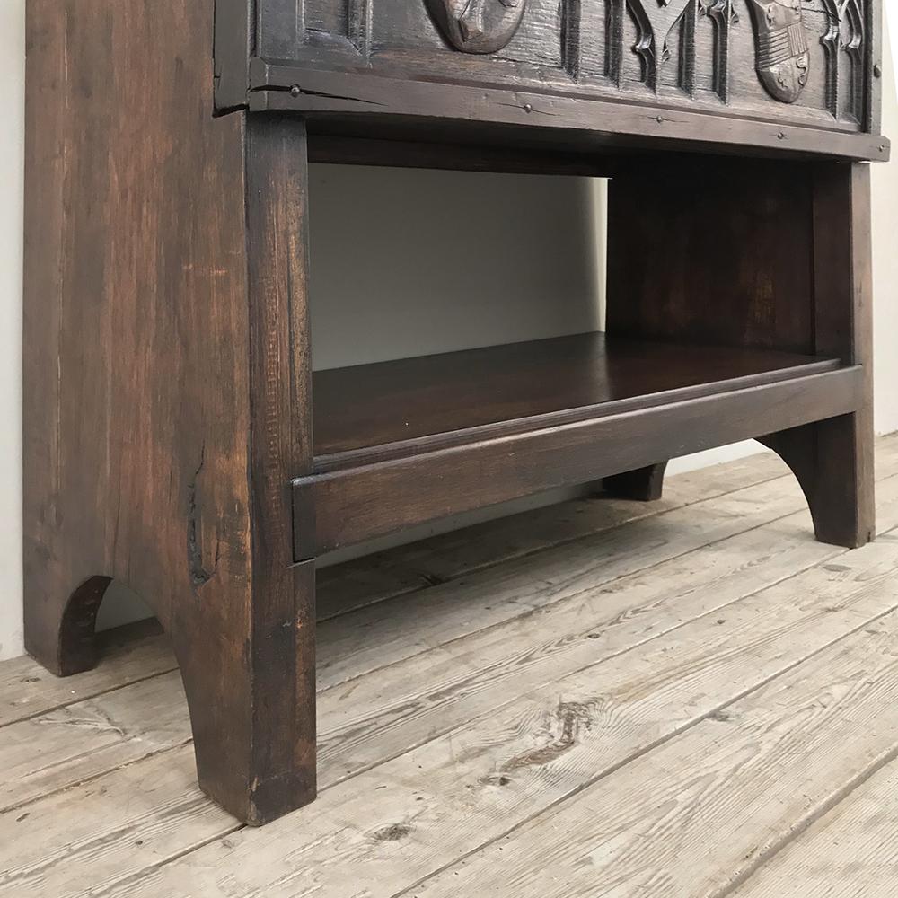 Oak Antique French Gothic Low Buffet, Console, Sofa Table