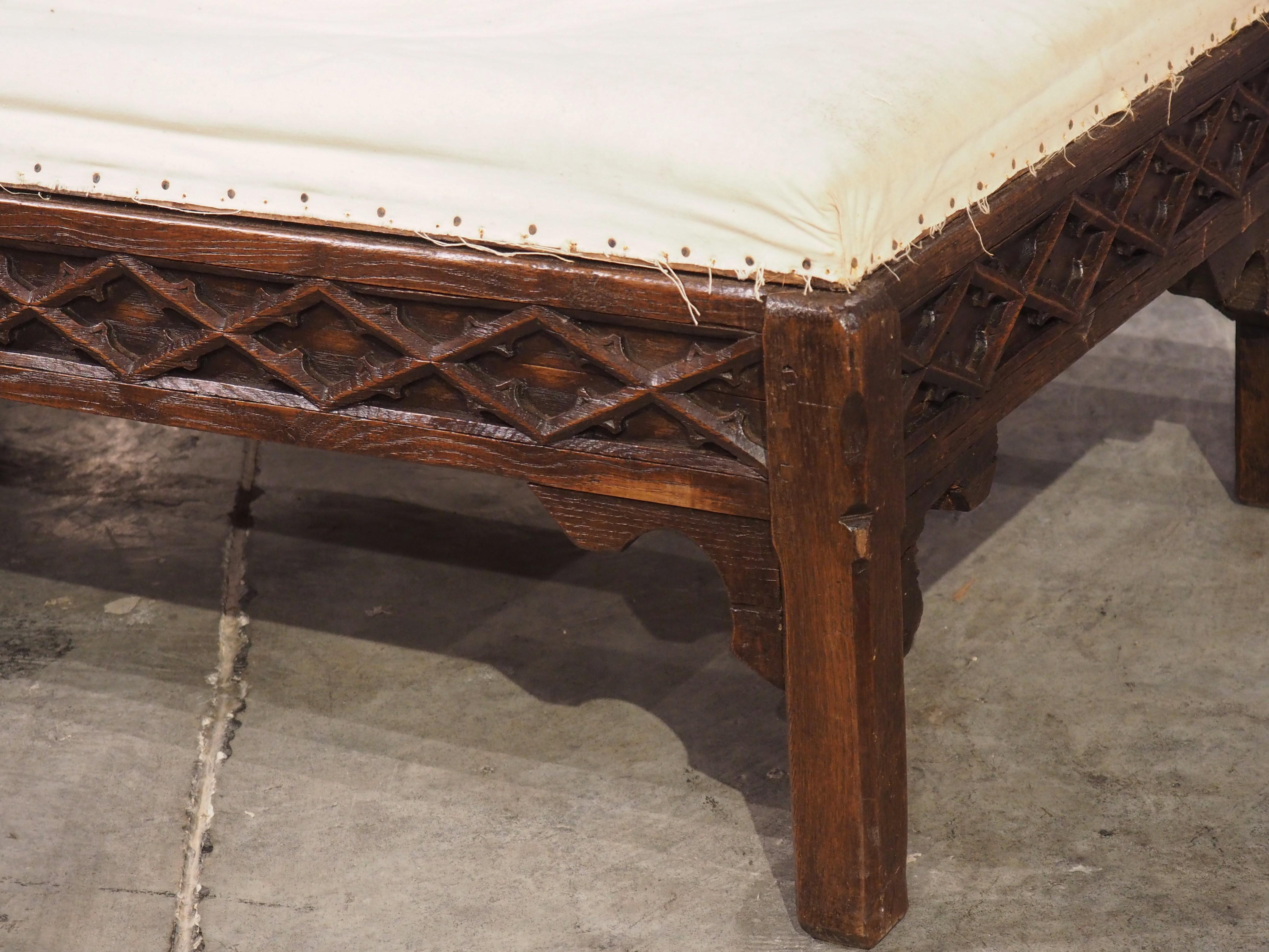 Antique French Gothic Oak Chaise Longue, Circa 1870 For Sale 9