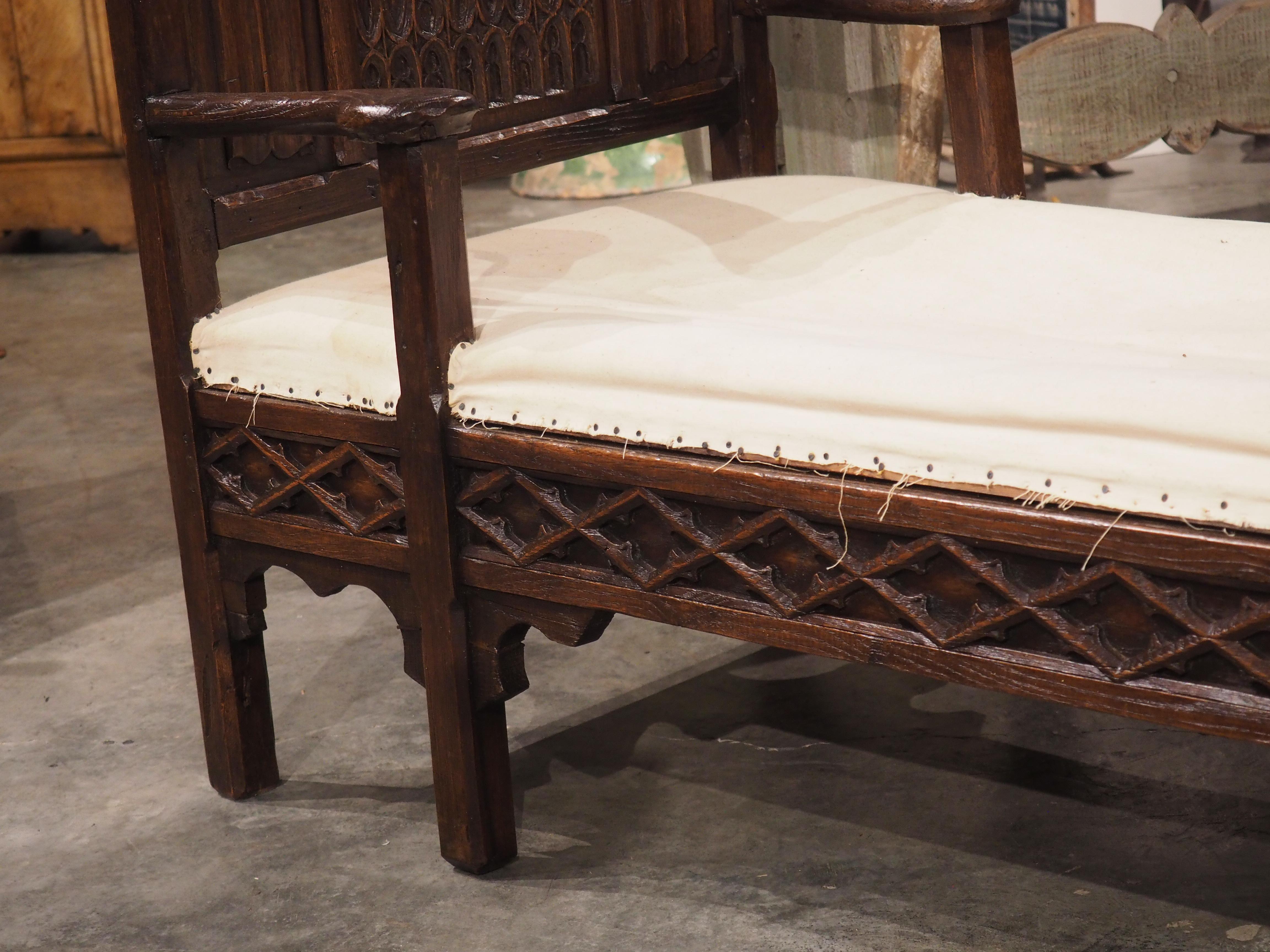 Antique French Gothic Oak Chaise Longue, Circa 1870 For Sale 10