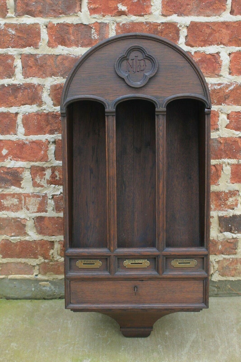 Antique French Gothic Offertory Box Prayer Candle Holder Christian