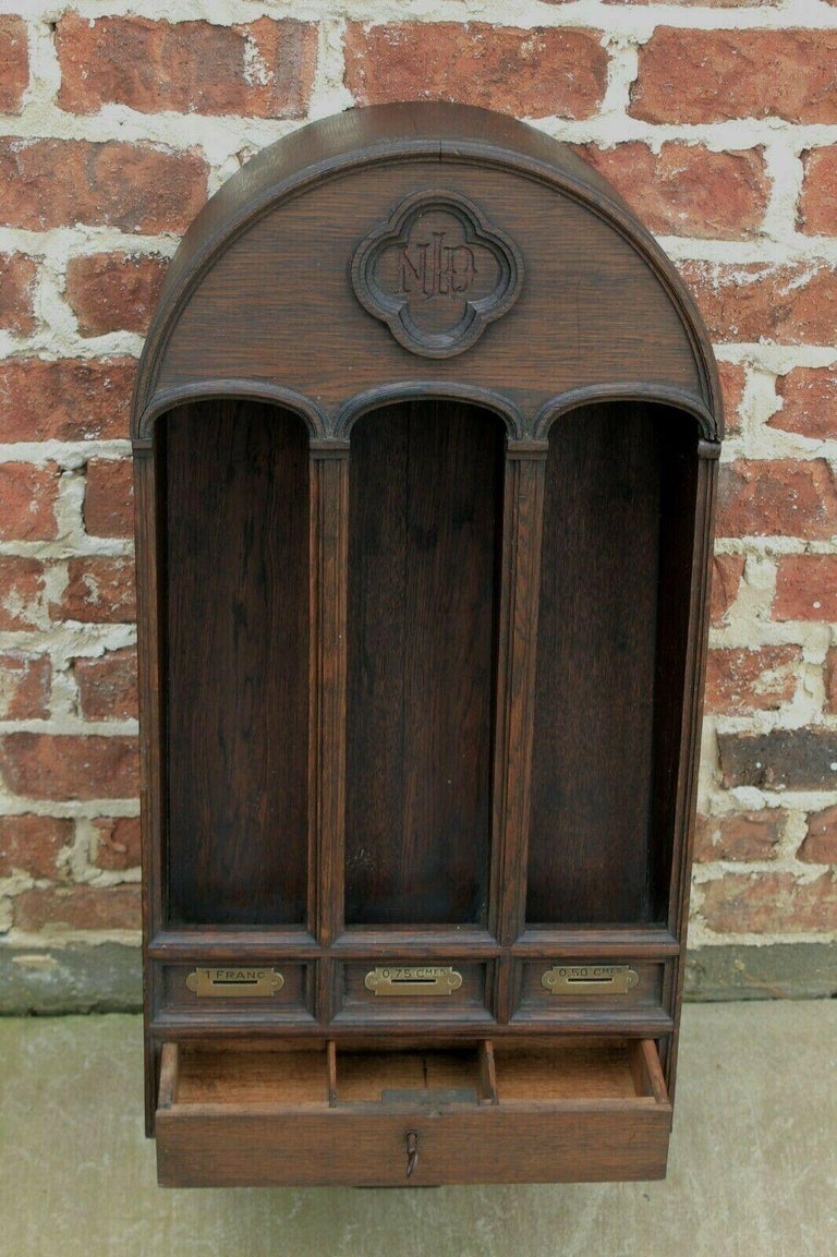 Antique French Gothic Offertory Box Prayer Candle Holder Christian