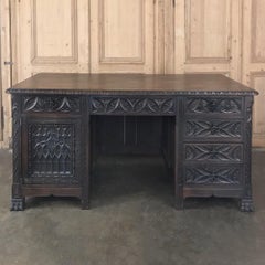 Antique French Gothic Parquet Top Desk