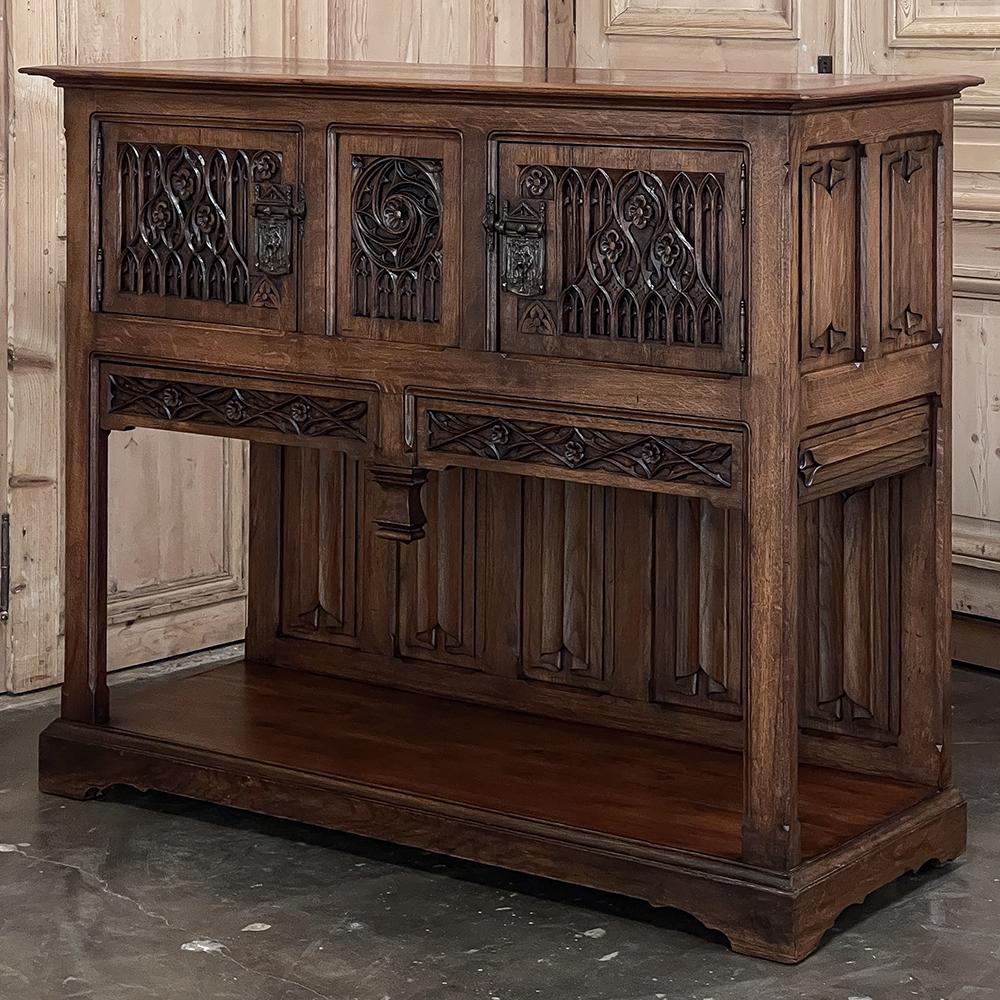 Gothic Revival Antique French Gothic Raised Cabinet