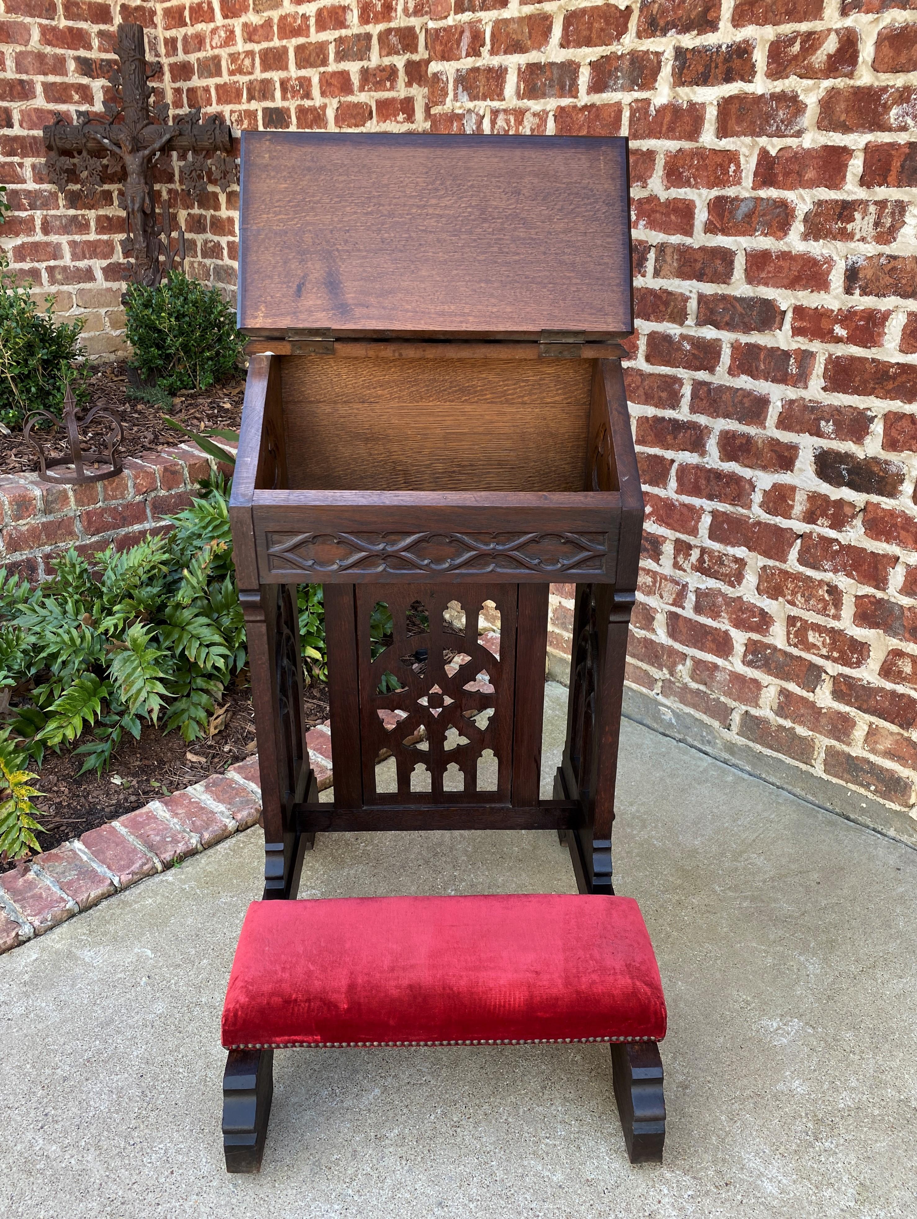 Oak Antique French Gothic Renaissance Prie Dieu Prayer Kneeler Prayer Bench 19thC