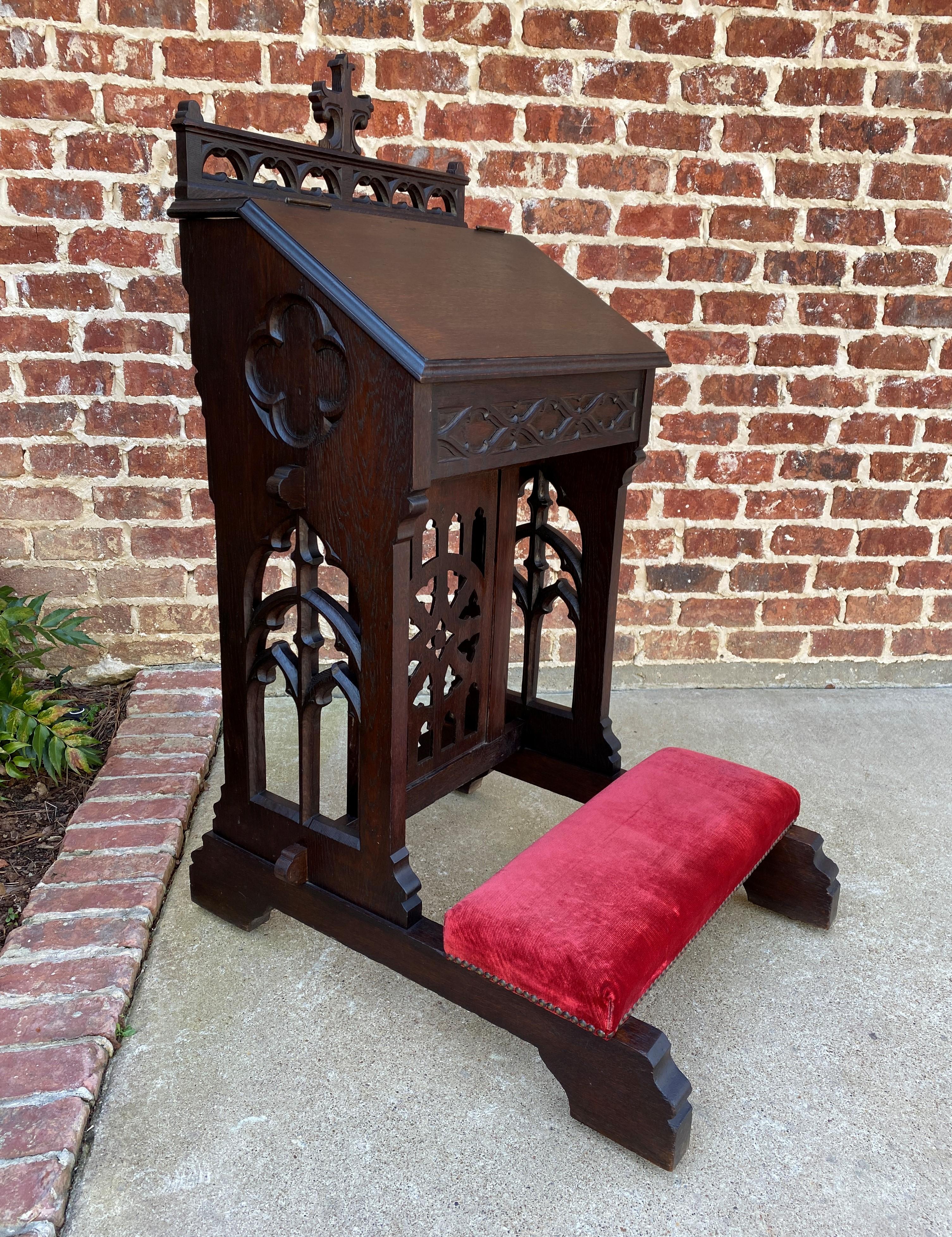 Antique French Gothic Renaissance Prie Dieu Prayer Kneeler Prayer Bench 19thC 2