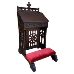 Antique French Gothic Renaissance Prie Dieu Prayer Kneeler Prayer Bench 19thC