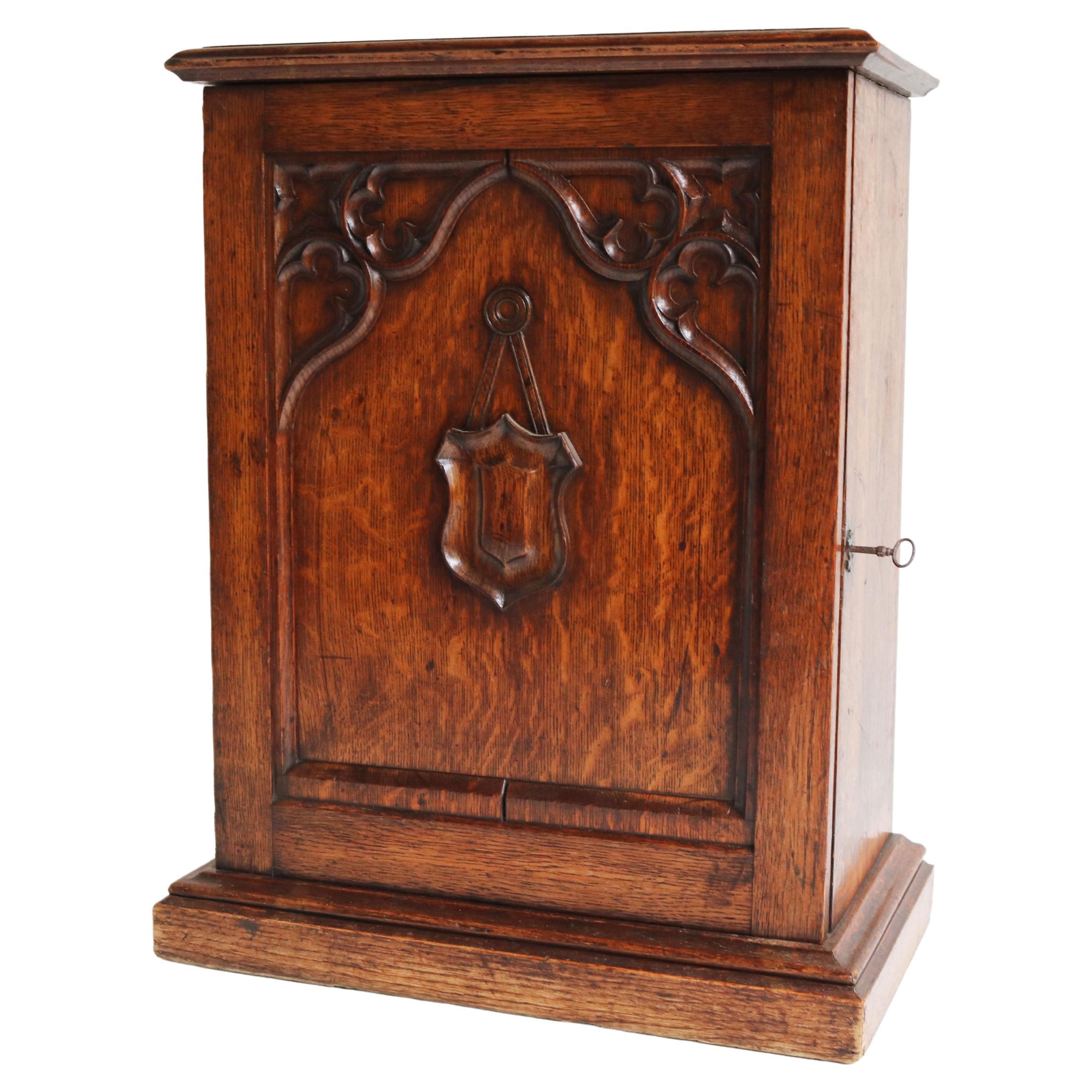 Small Antique Gothic Revival Hexagonal 19th Century French Oak