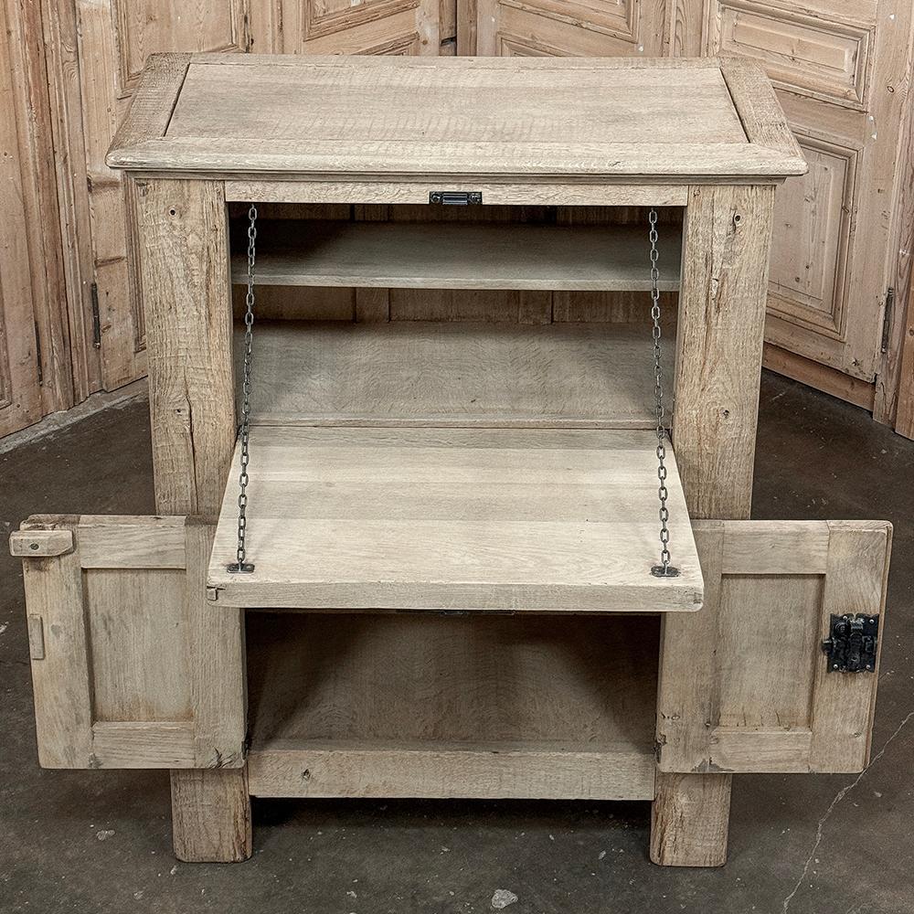 Antique French Gothic Revival Dry Bar ~ Raised Cabinet in Stripped Oak For Sale 1