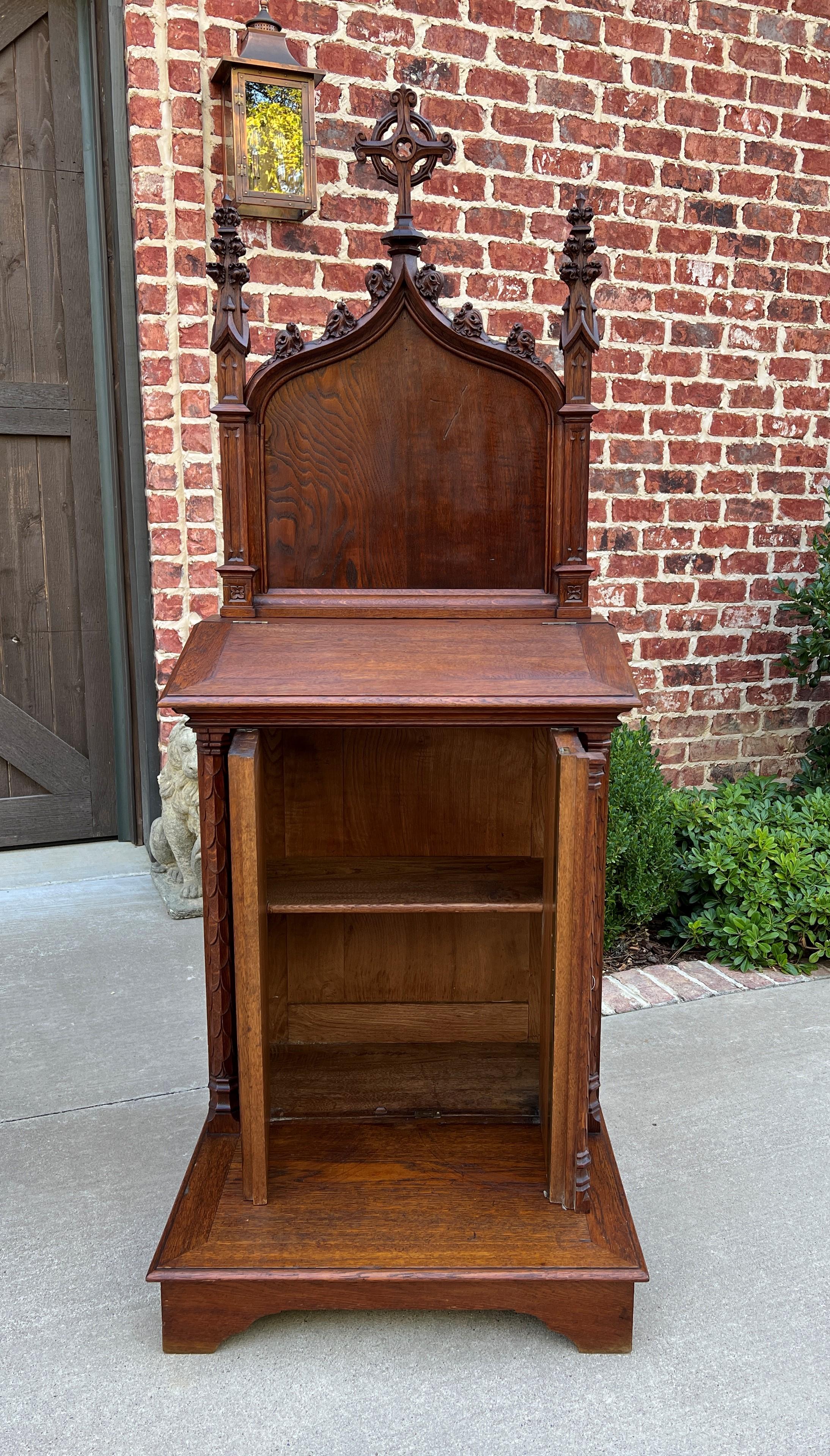 Antique French Gothic Revival Prayer Bench Prie Dieu Prayer Kneeler Bible Box 1