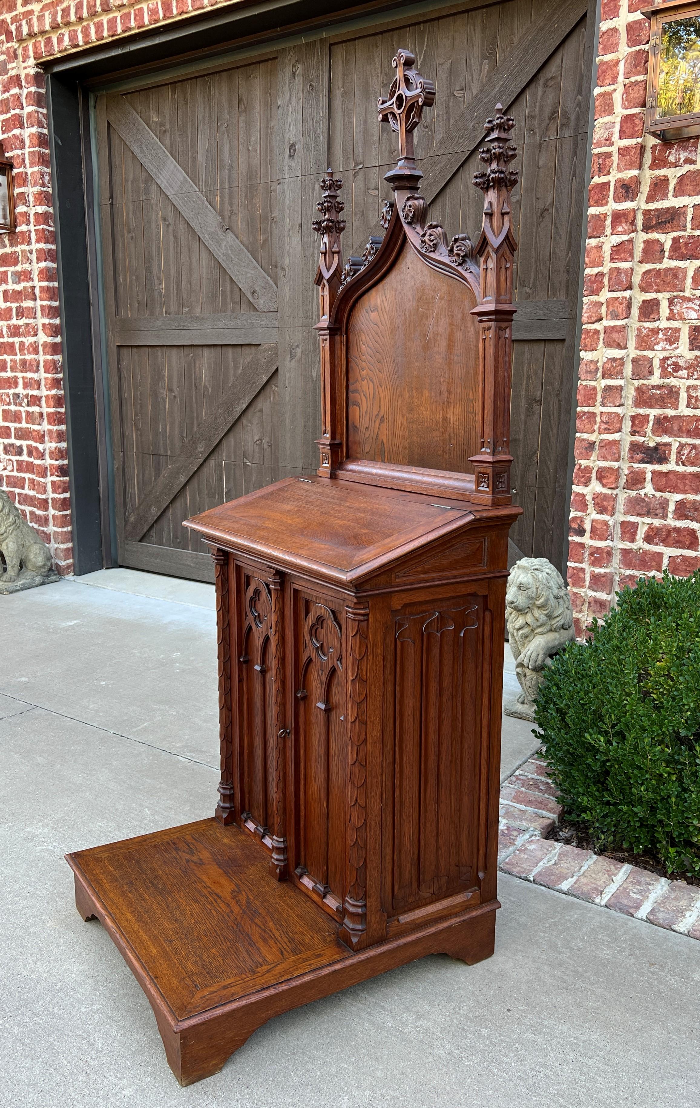 Antique French Gothic Revival Prayer Bench Prie Dieu Prayer Kneeler Bible Box 3