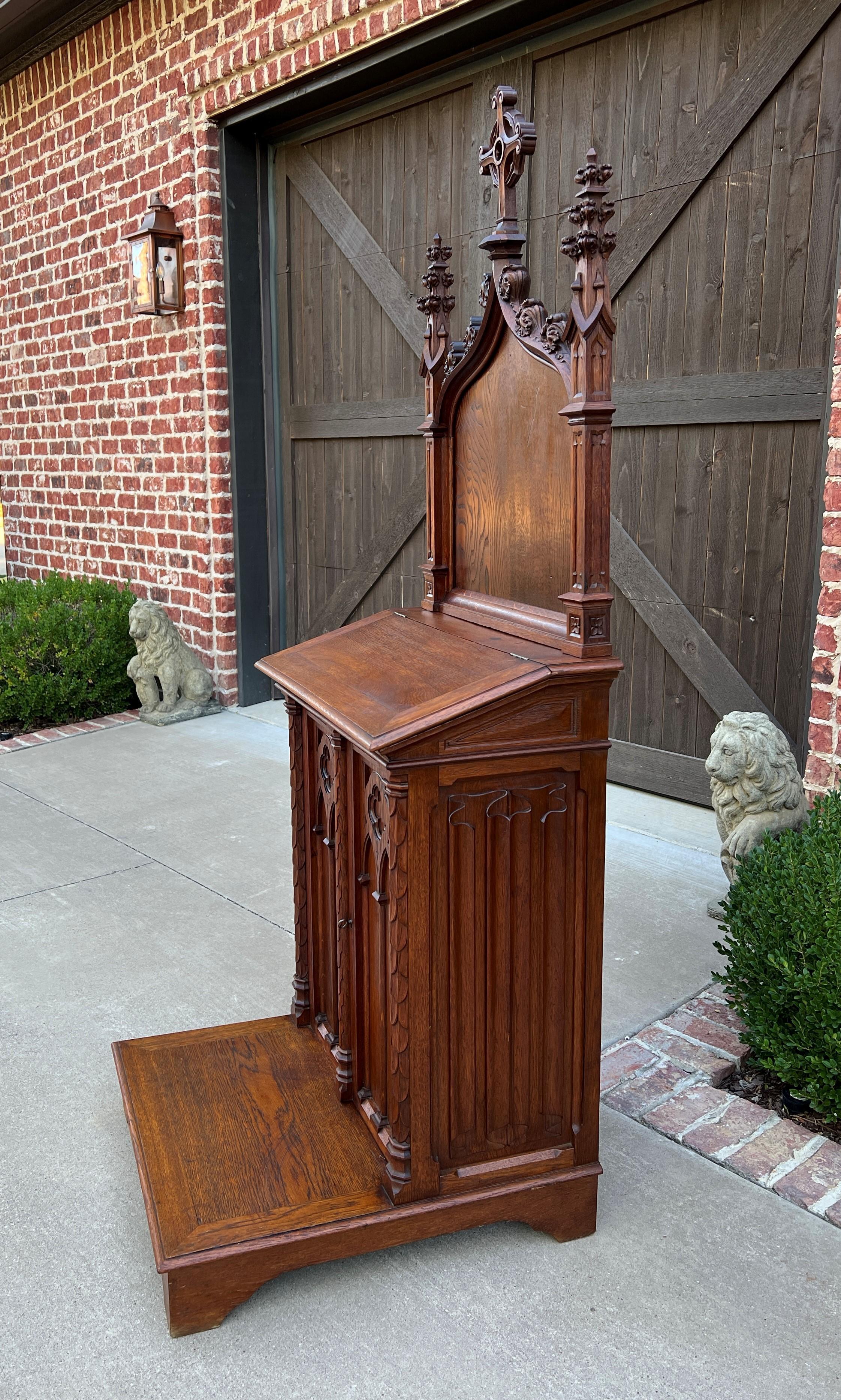 Carved Antique French Gothic Revival Prayer Bench Prie Dieu Prayer Kneeler Bible Box