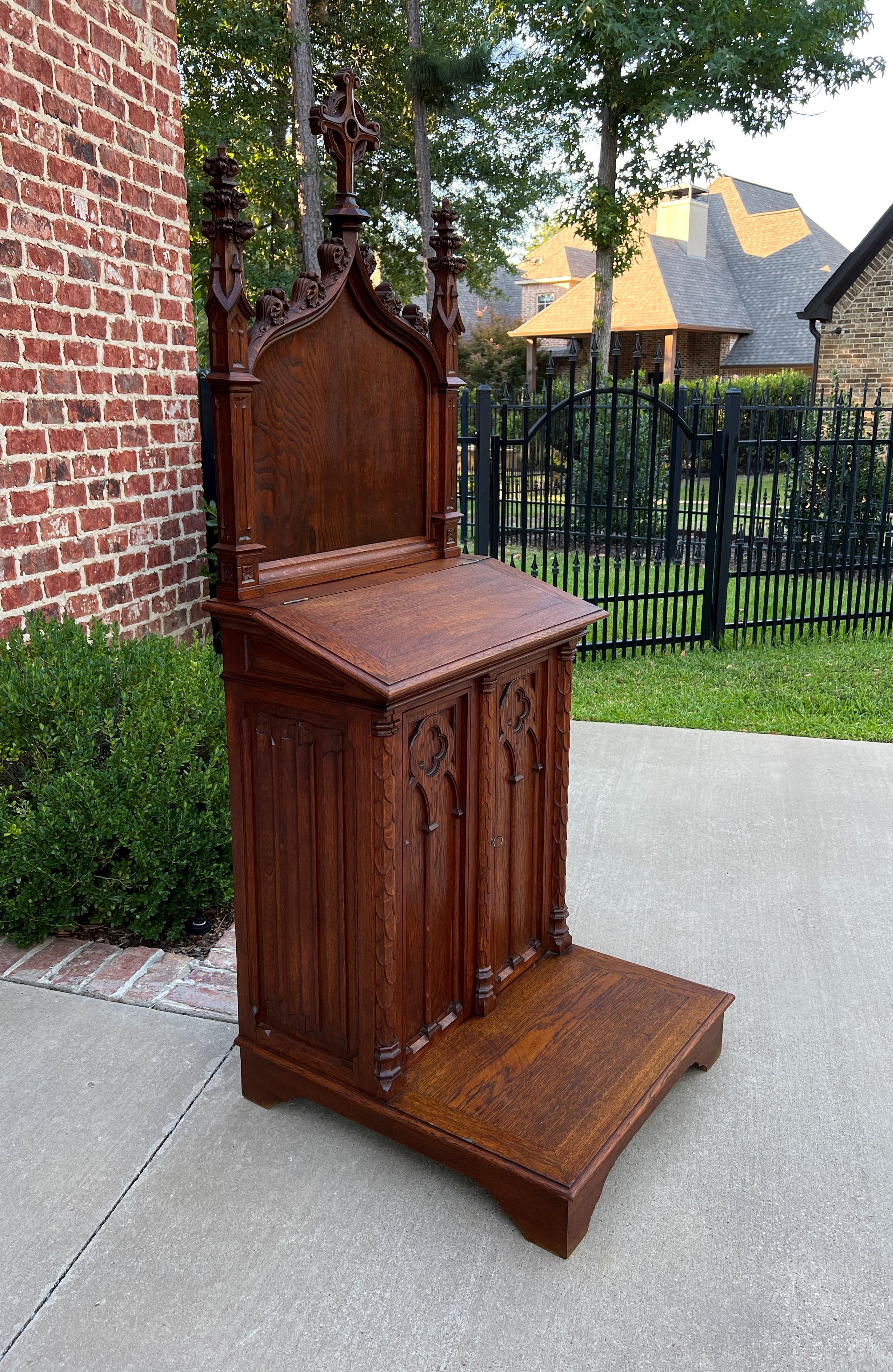 Late 19th Century Antique French Gothic Revival Prayer Bench Prie Dieu Prayer Kneeler Bible Box