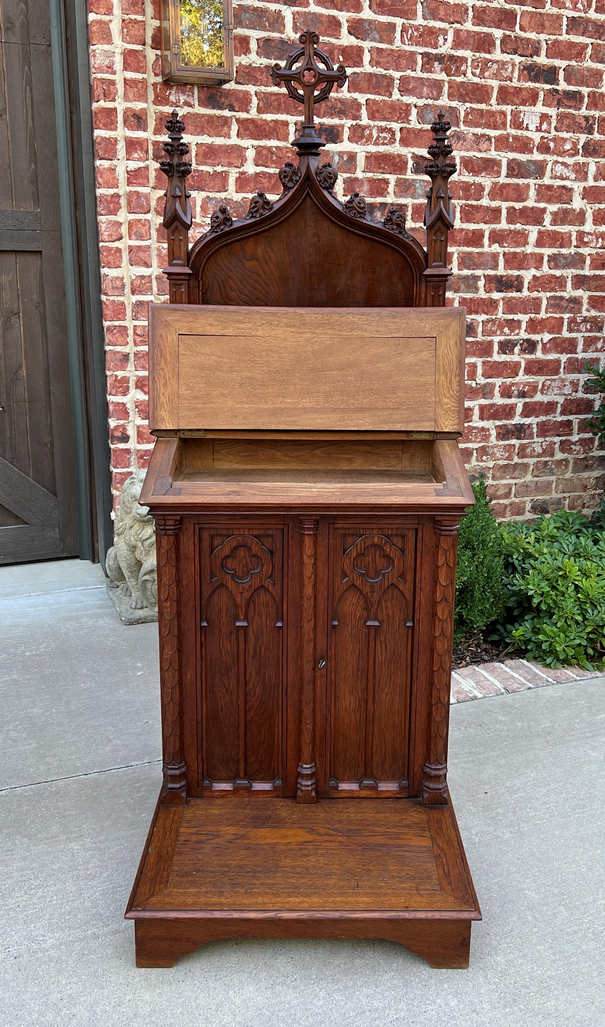 Oak Antique French Gothic Revival Prayer Bench Prie Dieu Prayer Kneeler Bible Box