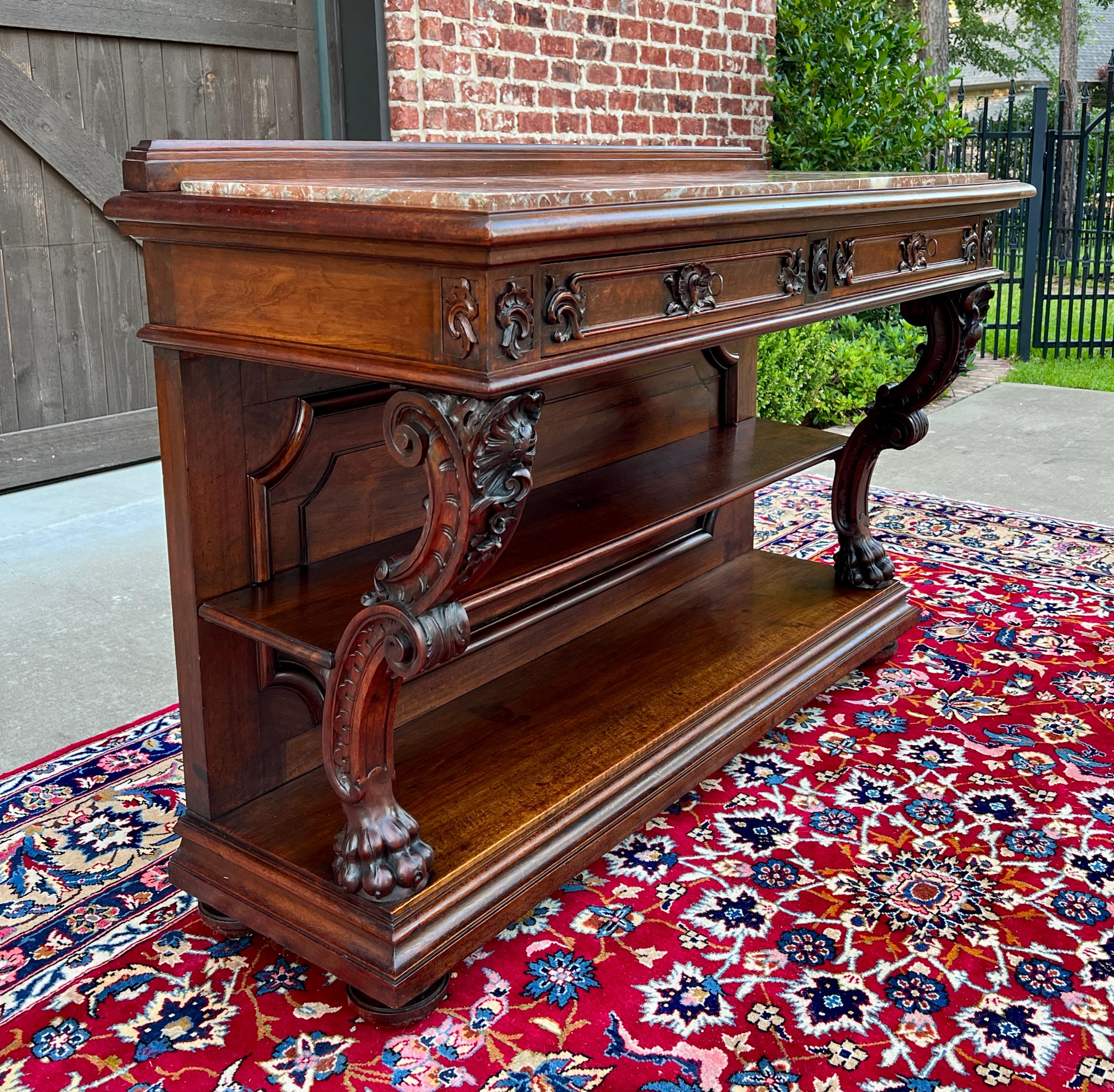 ALTAMENTE TALLADA Antique French RENAISSANCE REVIVAL Consola, Mesa de Sofá, Aparador o Servidor de Nogal Altamente Tallado~~c. 1890s

Encimera de mármol 