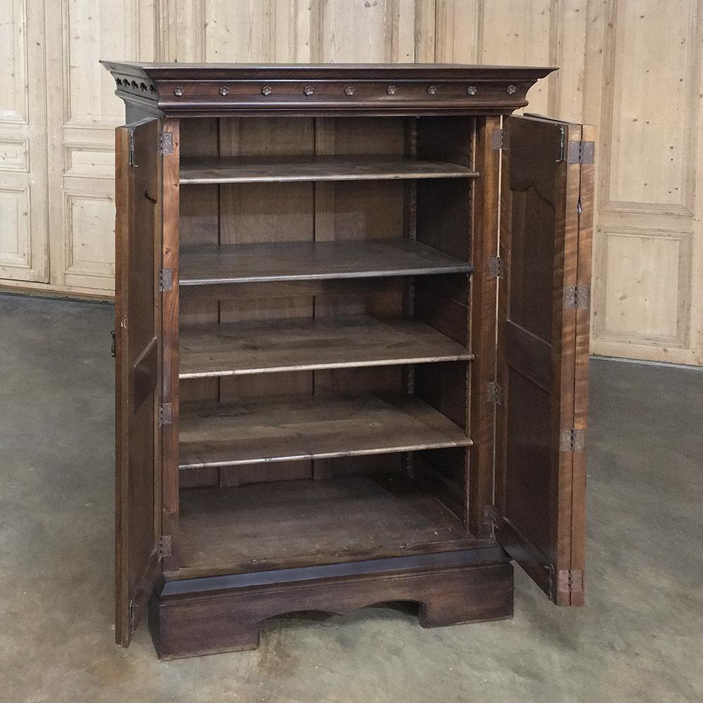 Antique French Gothic Solid Walnut Armoire, Bonnetiere 3
