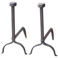 Antique French Gothic Style Andirons or Firedogs Antique French Gothic Style Andirons or Firedogs