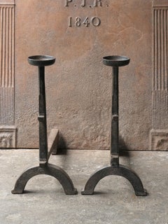 Antique French Gothic Style Firedogs or Andirons, 19th Century