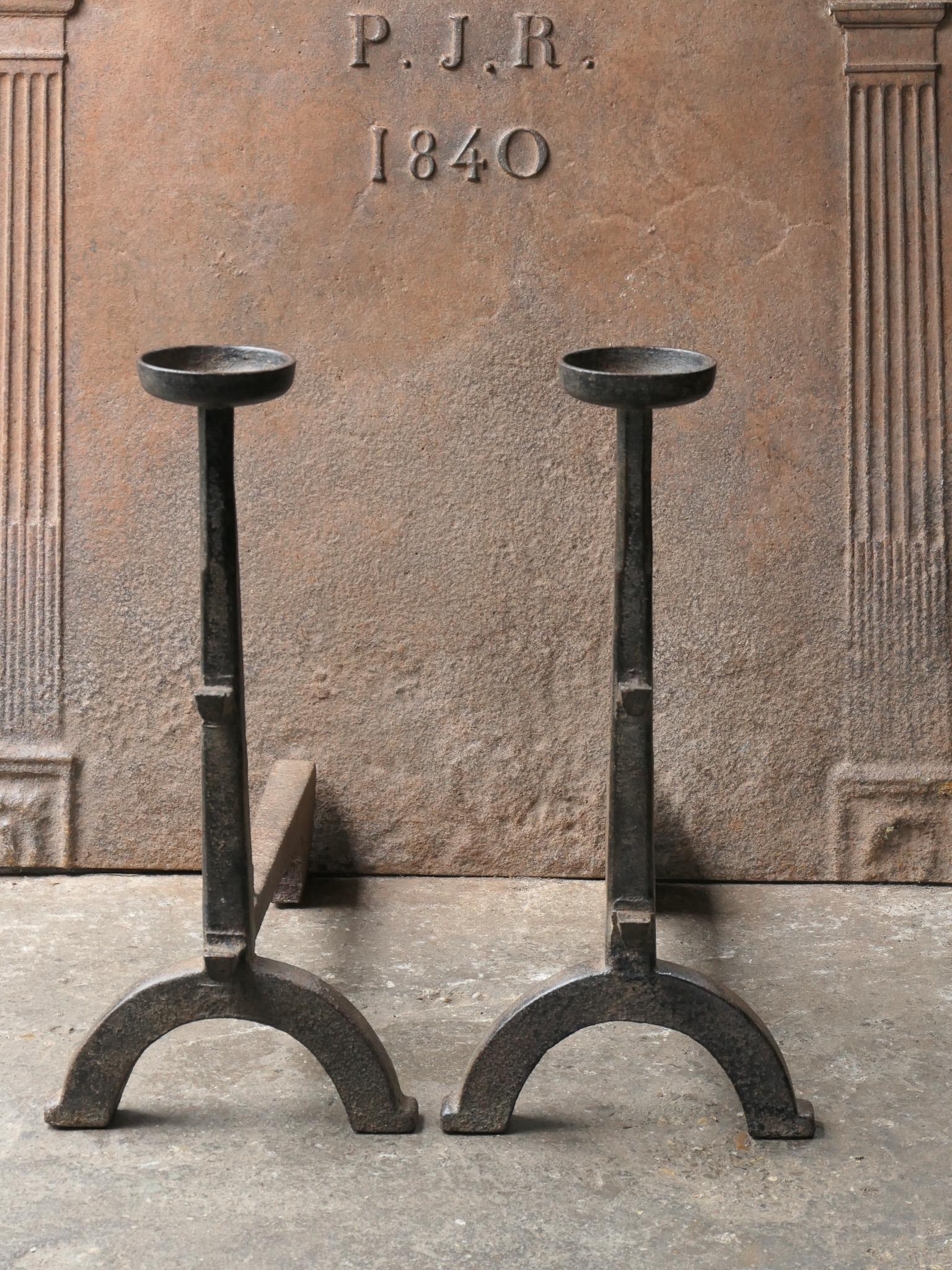 Victorian Antique French Gothic Style Firedogs or Andirons, 19th Century For Sale