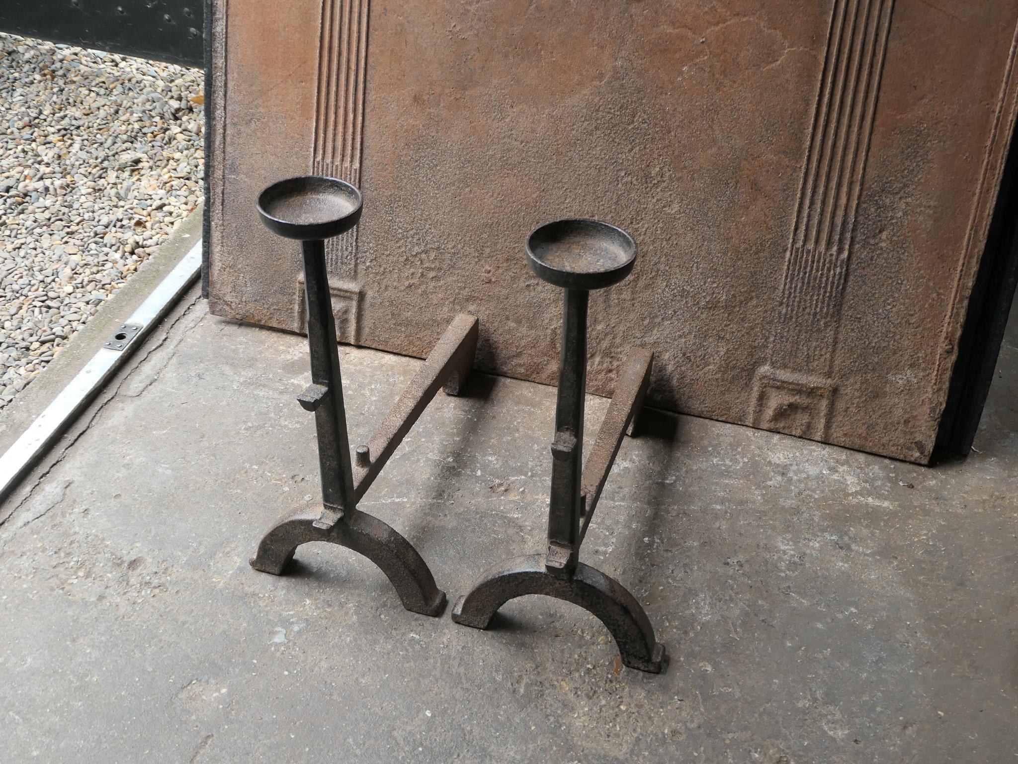 Antique French Gothic Style Firedogs or Andirons, 19th Century For Sale 1