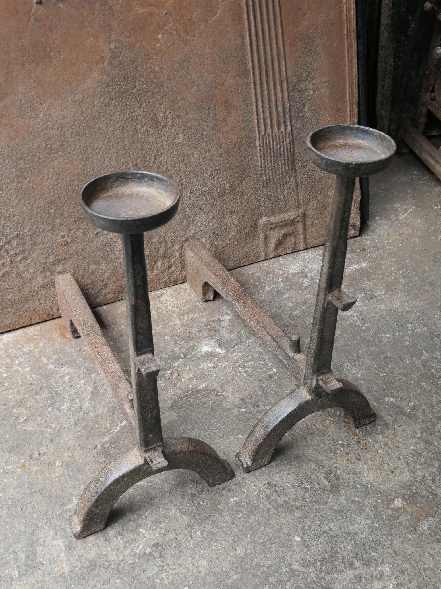 Antique French Gothic Style Firedogs or Andirons, 19th Century For Sale 2
