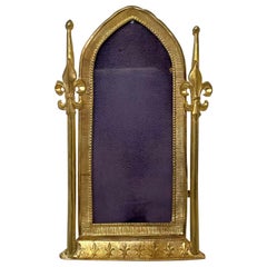 Antique French Gothic Style "Fleur-De-Lis" Desktop Picture Frame Circa 1900-1910