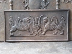 Antique French Gothic Style 'Griffins' Fireback, 18th-19th Century