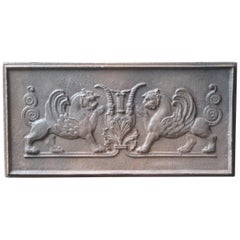 Antique French Gothic Style 'Griffins' Fireback, 18th-19th Century