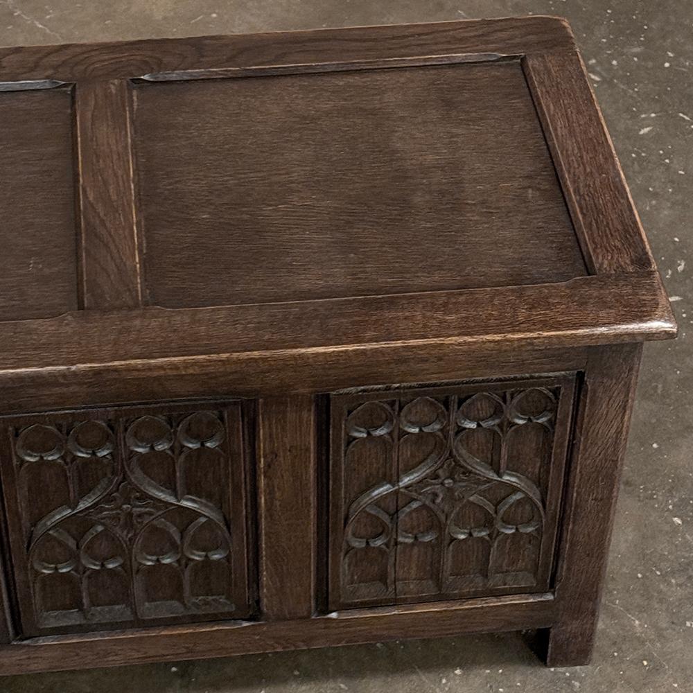 Oak Antique French Gothic Trunk ~ Blanket Chest For Sale