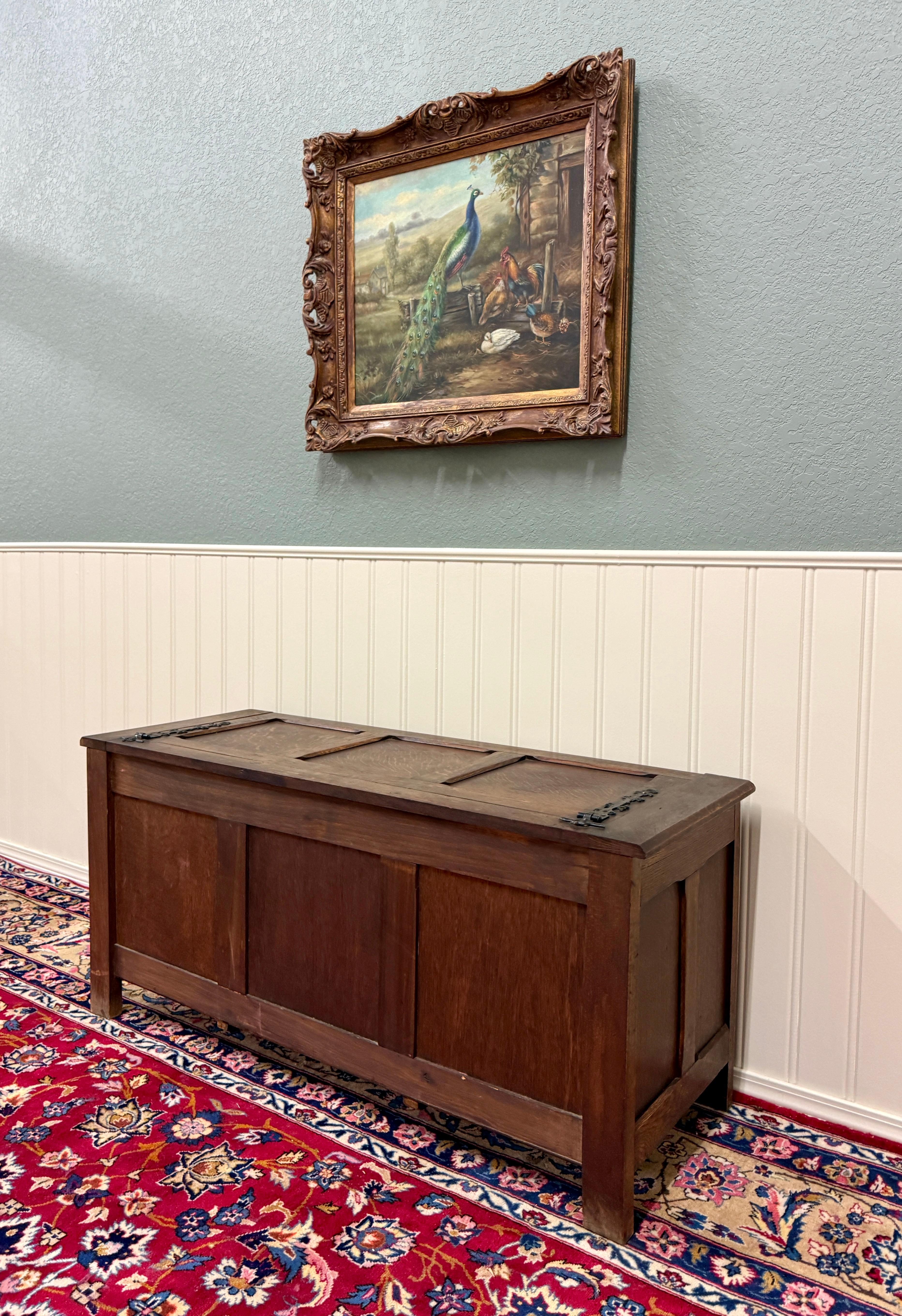 Antique French Gothic Trunk Chest Blanket Box Storage Coffer Knights Oak 19thC en vente 12