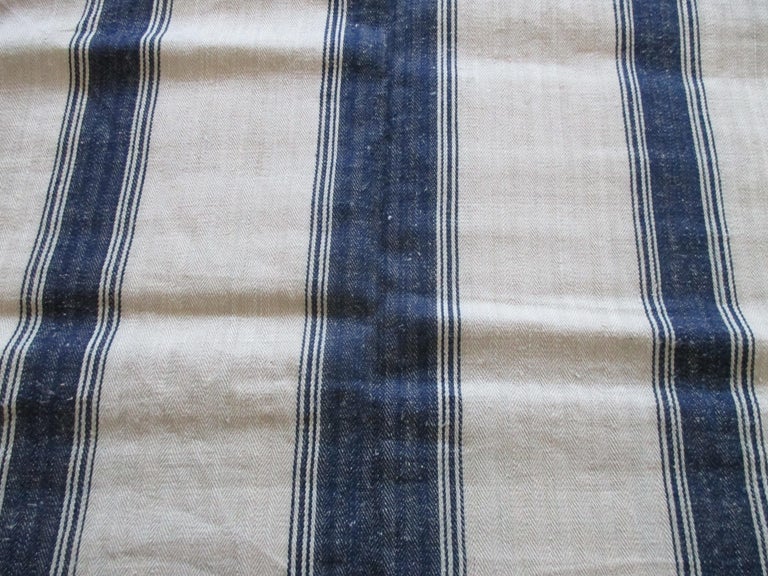Antique French Grain Sack with Indigo and Natural Stripes For Sale at ...