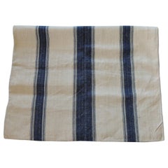 Antique French Grain Sack with Indigo and Natural Stripes