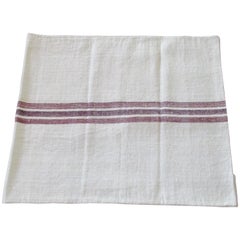 Linen Grain Sack with Brown Woven Stripes Textile