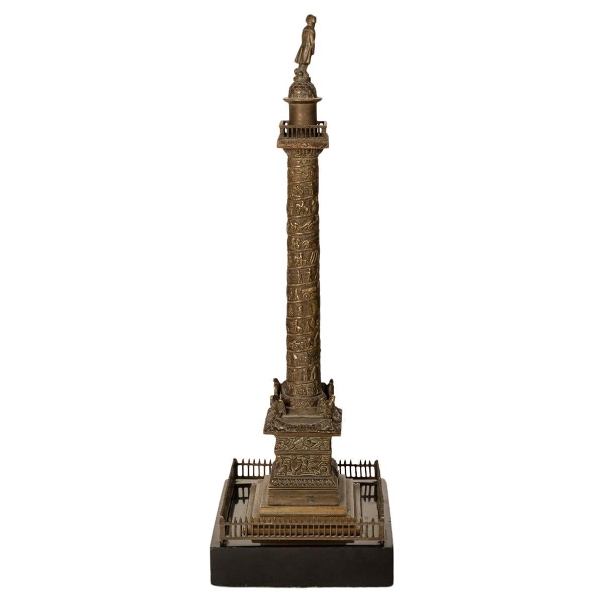 Calco Antique French Grand Tour Bronze Desk Statua Scultura Napoleone Colonna Vendome in vendita